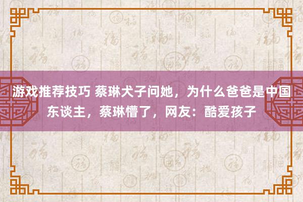 游戏推荐技巧 蔡琳犬子问她，为什么爸爸是中国东谈主，蔡琳懵了，网友：酷爱孩子