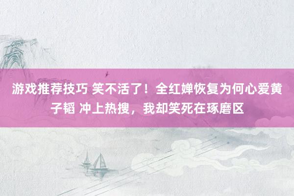 游戏推荐技巧 笑不活了！全红婵恢复为何心爱黄子韬 冲上热搜，我却笑死在琢磨区