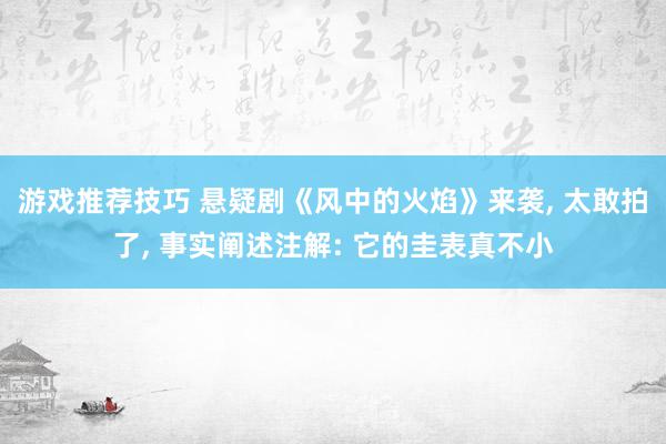 游戏推荐技巧 悬疑剧《风中的火焰》来袭, 太敢拍了, 事实阐述注解: 它的圭表真不小