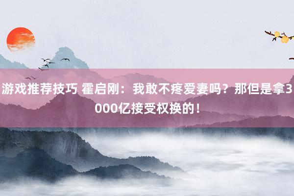 游戏推荐技巧 霍启刚：我敢不疼爱妻吗？那但是拿3000亿接受权换的！